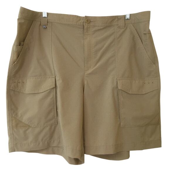 Columbia PFG Performance Fishing Gear XXL 8L Beige Elastic Waist Cargo Shorts - Picture 1 of 7